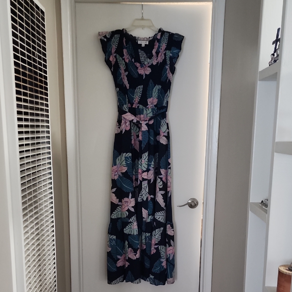 She + Sky Navy Floral Maxi Dress
